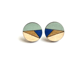 Elle oorstekers sage- blue- gold