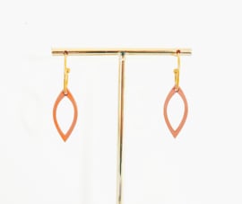 Flore oorhangers olive- coral- gold