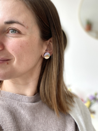 Elle oorstekers lavender - gold - sage