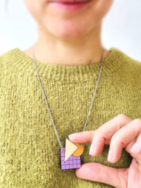 Pixie halsketting lila- oker- natuurkleur