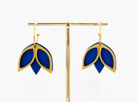 Flore oorhangers blue- gold- sage