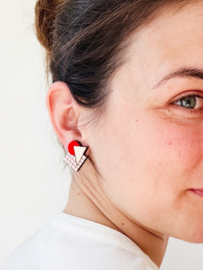 Pixie oorstekers lichtroze- rood