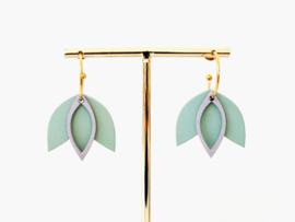 Flore oorhangers sage- gold- lavender