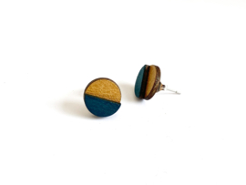 Odile oorstekers teal green- gold