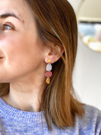 Dina oorhangers lavender - velvet rose - gold