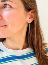 Allie oorhangers groen- zilver