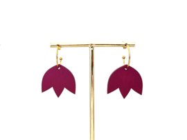 Flore oorhangers fuchsia- gold- blue
