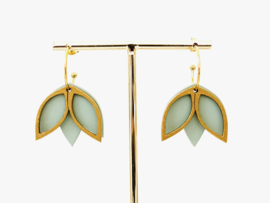 Flore oorhangers sage- gold- lavender