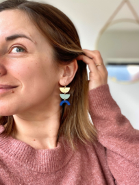 Jackie oorhangers gold - sage - blue