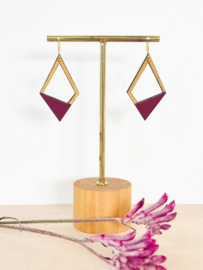 Selin oorhangers aubergine- goud