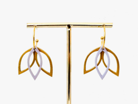 Flore oorhangers sage- gold- lavender