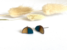 Ode oorstekers teal green- gold