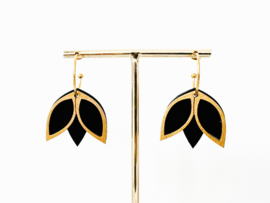 Flore oorhangers black - gold