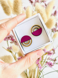 Cleo oorstekers fuchsia- gold