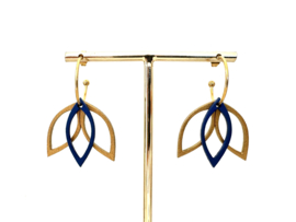 Flore oorhangers fuchsia- gold- blue