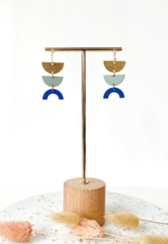 Jackie oorhangers gold - sage - blue