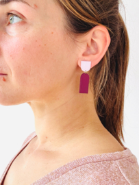 Alys oorhangers lichtroze- aubergine