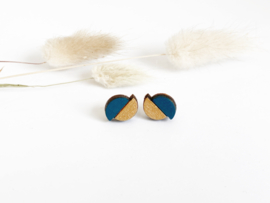 Jutta oorstekers teal green- gold