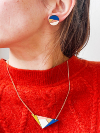 Elle oorstekers blauw- koraal- goud