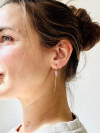 Allie oorhangers lila- goud