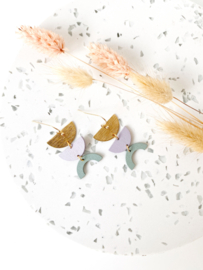 Jackie oorhangers gold - lavender - sage