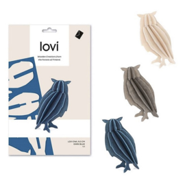 Lovi Owl houten uil kaart - Medium - diverse kleuren