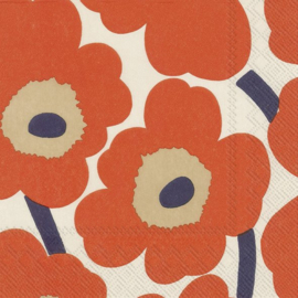 Marimekko Papieren servetten Unikko Cream Red Large
