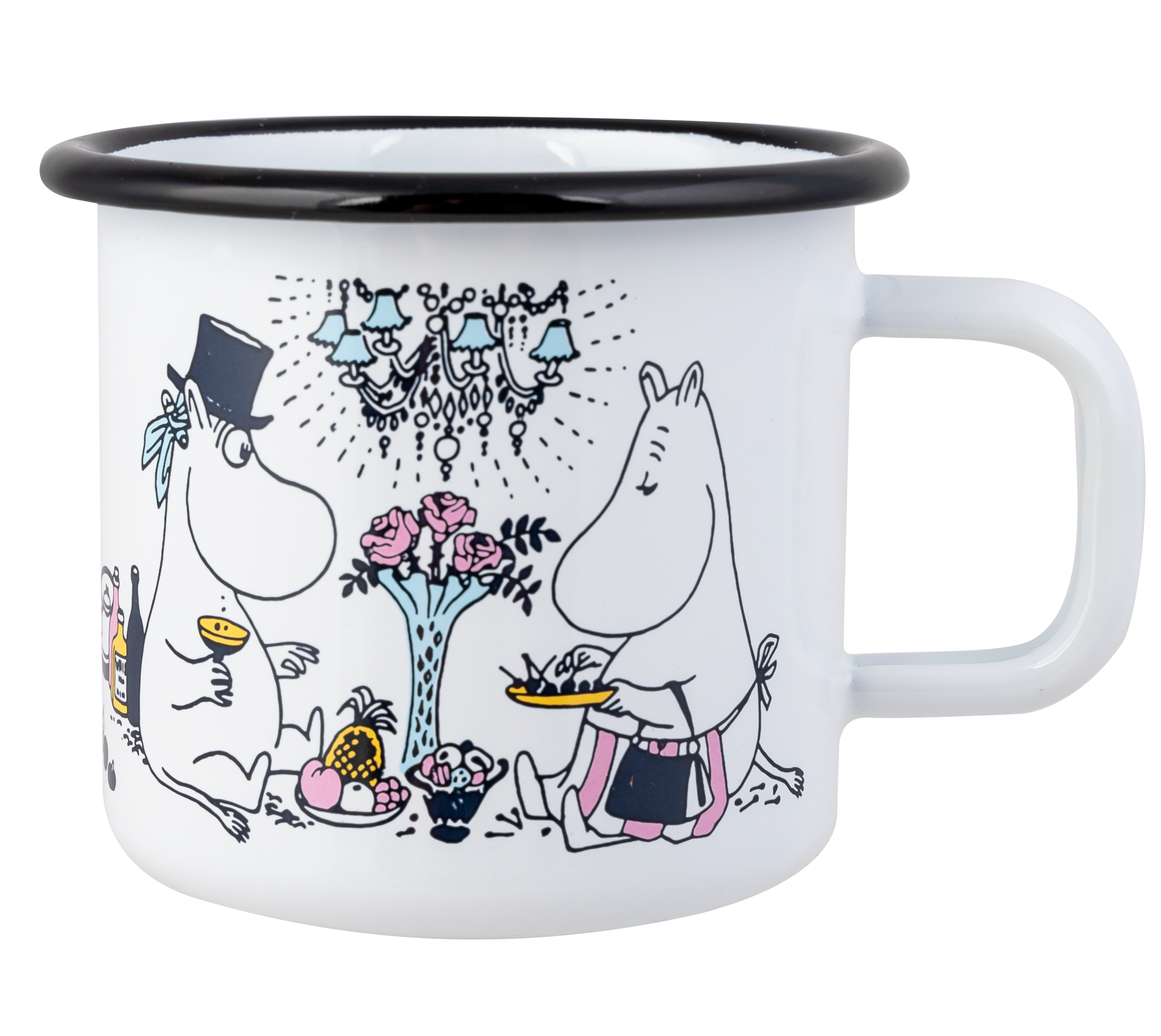 Muurla Moomin emaille mok Date Night White 3,7dl