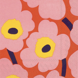 Marimekko Papieren servetten Unikko Rose Orange Large