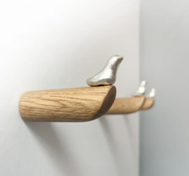 Formpoet Wandhaak Bird Oak & Tin 75 mm