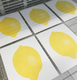 Monika Petersen Lino Print Lemon Yellow/White | A4