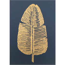 Monika Petersen Lino Print Gold Feather Gold/Indigo | A4