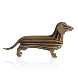 Lovi Dachshund houten teckel kaart - Medium - diverse kleuren