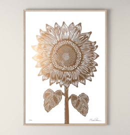 Monika Petersen Lino Print Sunflower Gold/White 50x70 cm