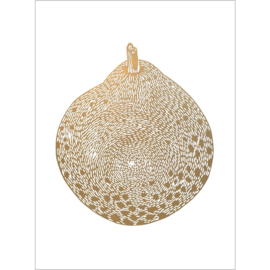 Monika Petersen Lino Print Round Gold Pear Gold/White | A3