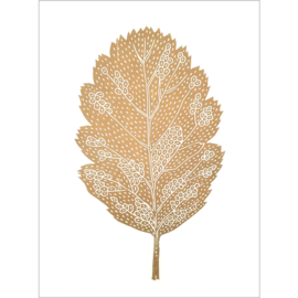 Monika Petersen Lino Print Oak Leaf Gold/White | A3