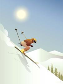 Vissevasse poster Downhill Skiing - 3 maten