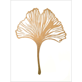 Monika Petersen Lino Print Gingko Leaf Gold/White | A3