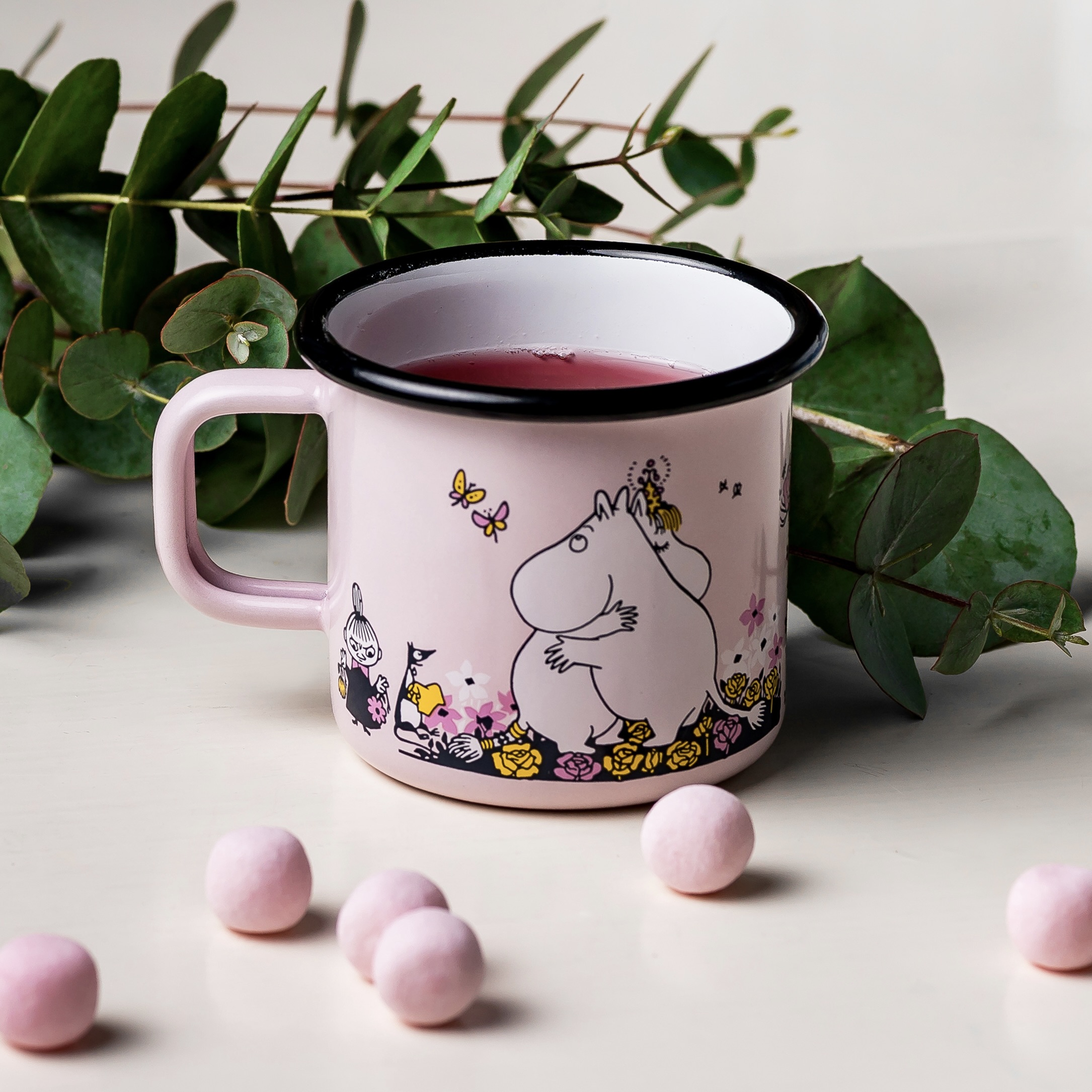 Muurla Moomin emaille mok Hug Pink 3,7dl
