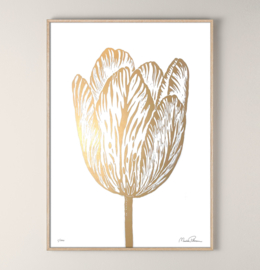 Monika Petersen Lino Print Rembrandt Tulip Gold/White 50x70 cm