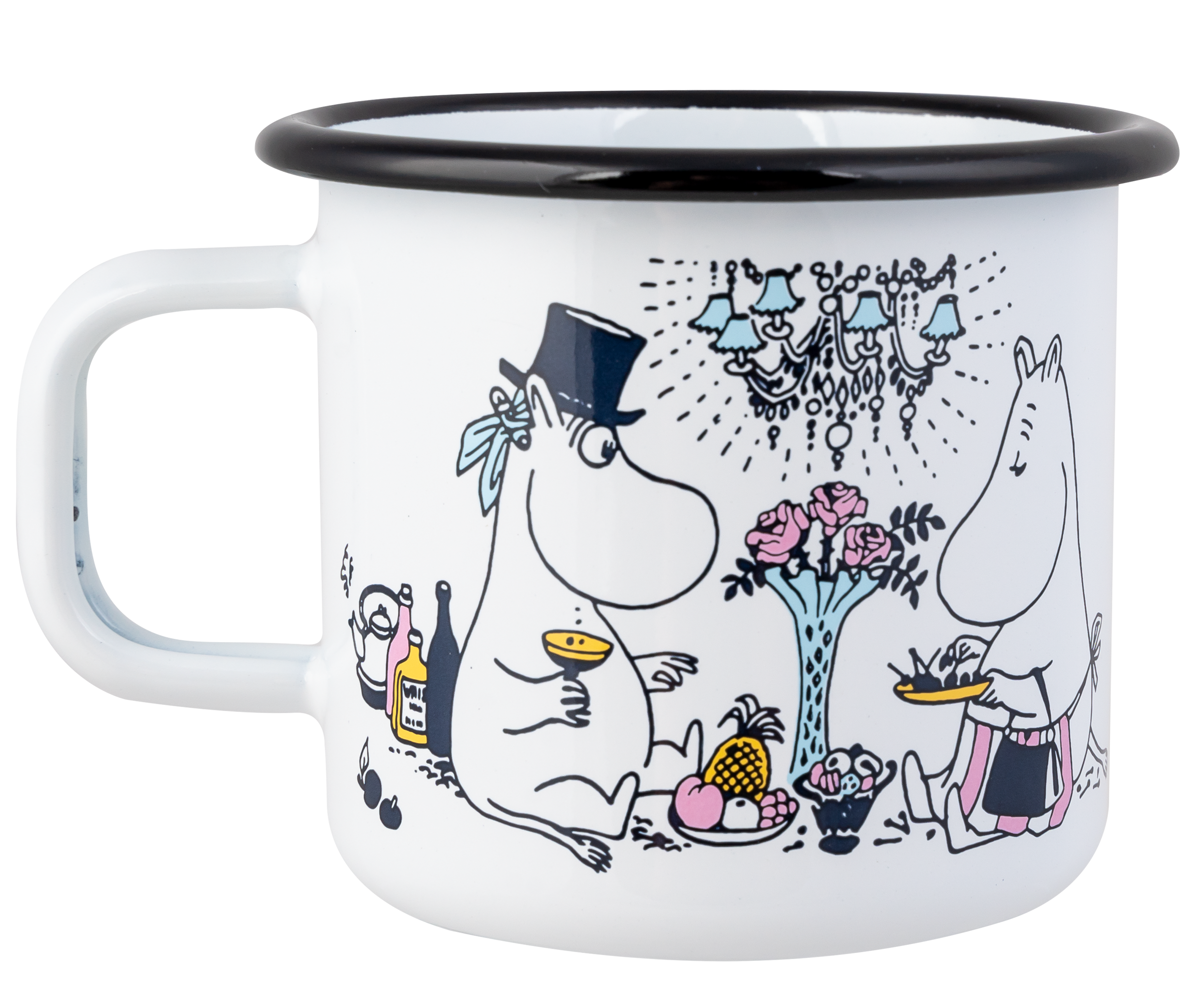 Muurla Moomin emaille mok Date Night White 3,7dl