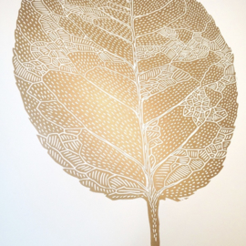 Monika Petersen Lino Print Birch Leaf Gold/White 50x70 cm