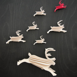 Lovi Reindeer houten rendier kaart - Naturel - 2 maten