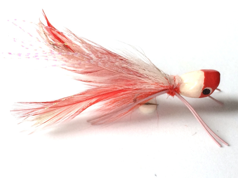 Bass Popper Fly Red White