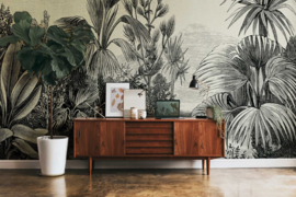 Nieuwe Behangstijl - Vintage Jungle Motief in Zwart en Grijs
