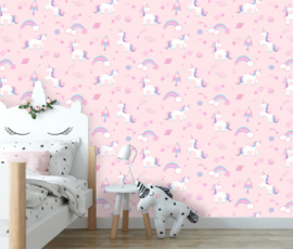 Dutch Over the Rainbow behang Unicorns, rockets and rainbows 90961
