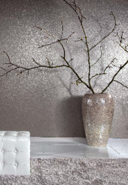 Beige bruin glitter behang 