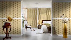 Goud streep ornamenten behang luxueuze en elegante uitstraling