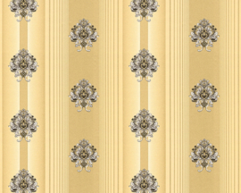 Goud streep ornamenten behang luxueuze en elegante uitstraling