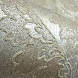 velours barok behang licht goud zandkleur fluweel structuur